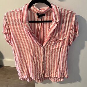 PAIGE Pink and White Striped Button Down Shirt